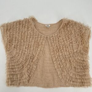 Anthropologie Moyna Blush Tulle Ruffle Bolero Cropped Wedding Medium Jacket